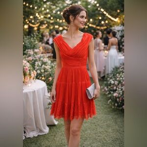 Self-Portrait Orange Off the Shoulder Dress 2 NWOT